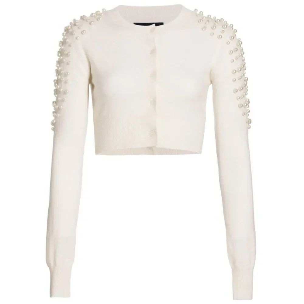 LE SUPERBE Women's Hailey Cropped Wool-blend Cardigan in Ivory Size Medium